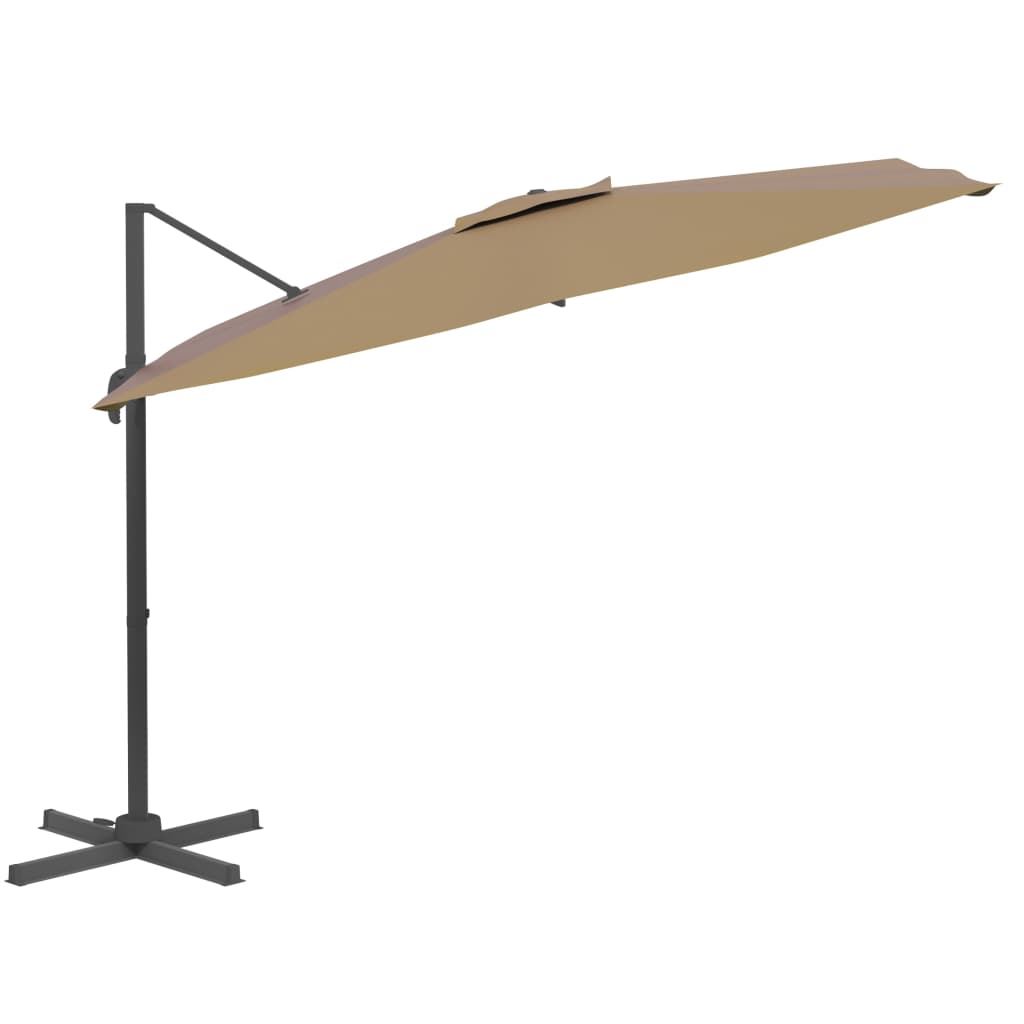 Vidaxl Floating parasol with aluminum pole 400x300 cm taupe