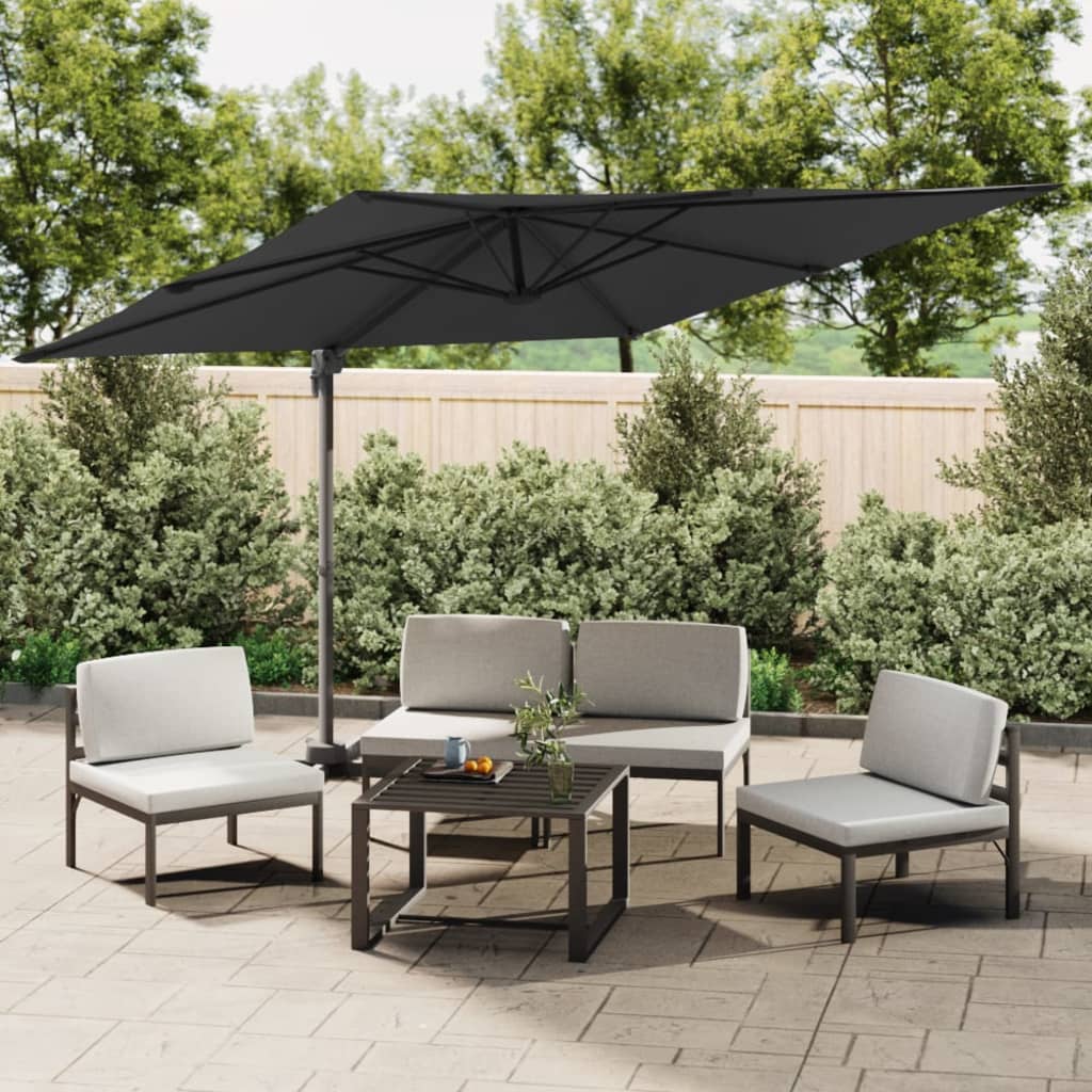 Vidaxl zweefparasol met aluminium paal 400x300 cm zwart