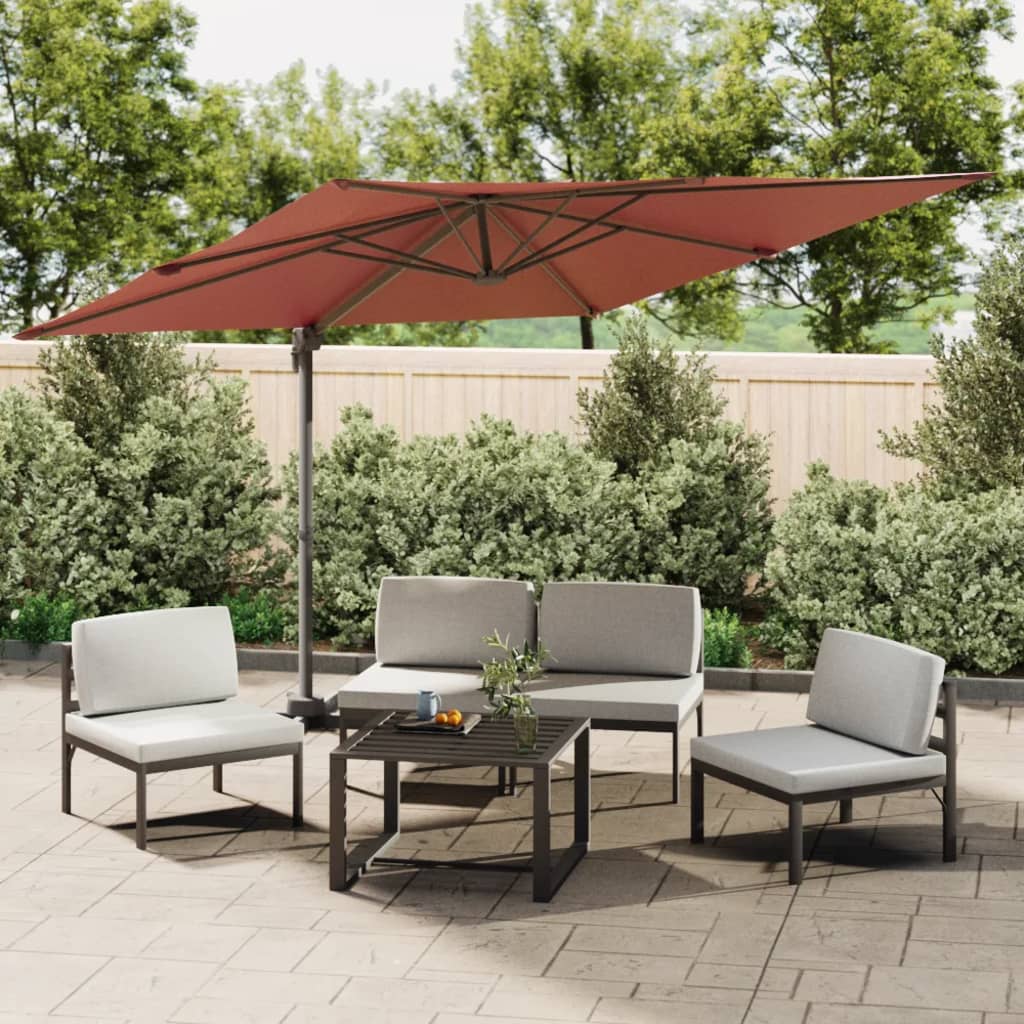 Vidaxl zweefparasol met aluminium paal 400x300 cm terracottakleurig