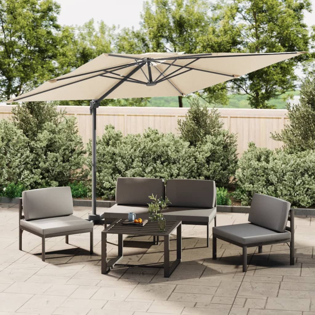 Vidaxl plovoucí parasol s dvojitým střechou 400x300 cm písek bílý