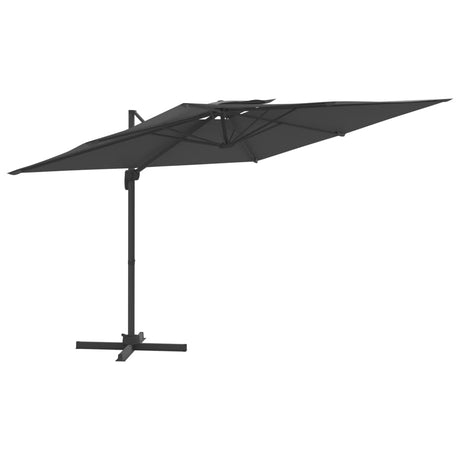 Vidaxl Floating Parasol s dvojitým střechou 300x300 cm antracite -colored