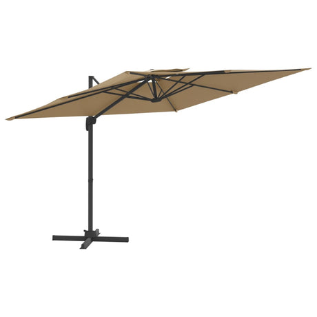 Vidaxl Floating Parasol s dvojitou střechou 300x300 cm taupe