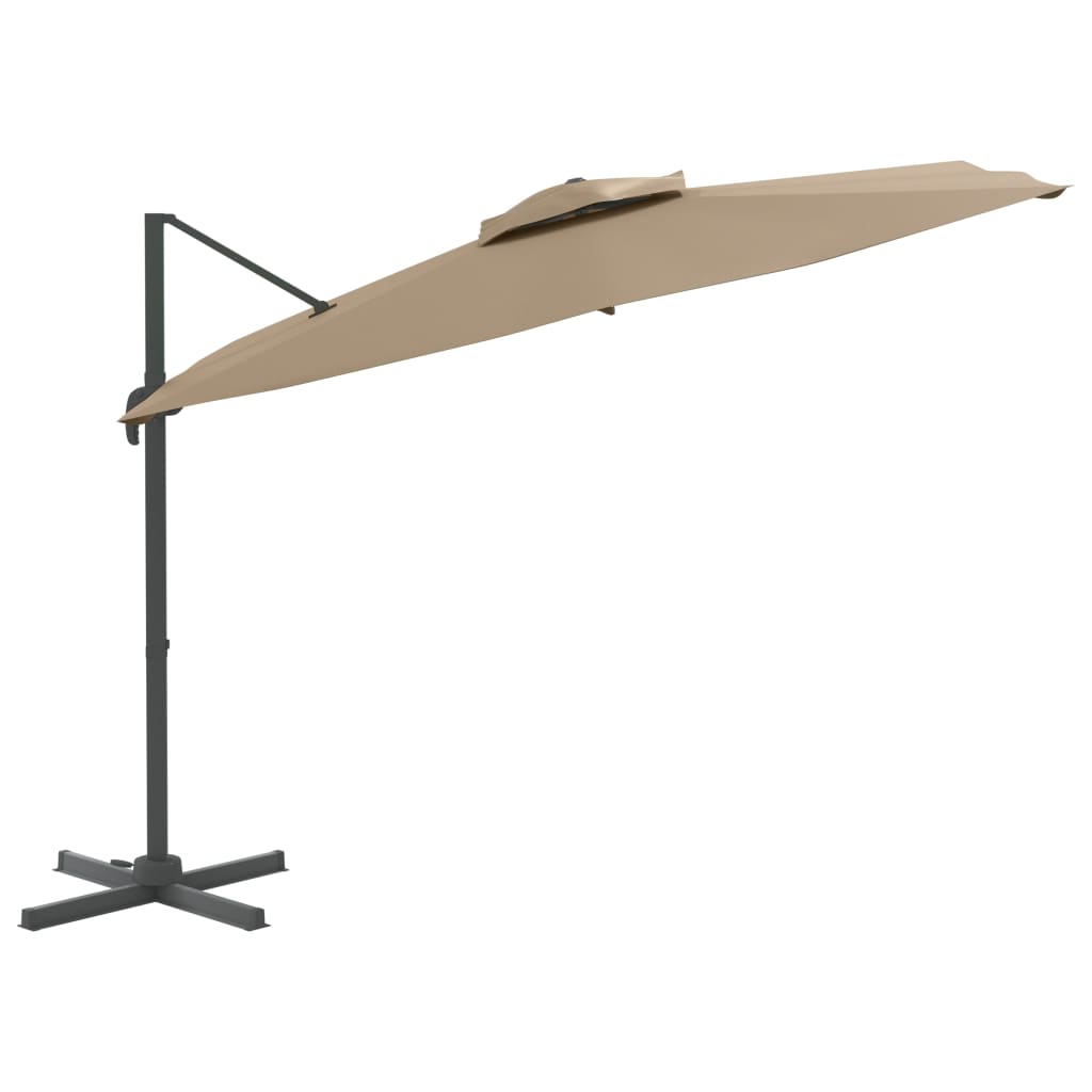 Vidaxl Floating Parasol s dvojitou střechou 300x300 cm taupe