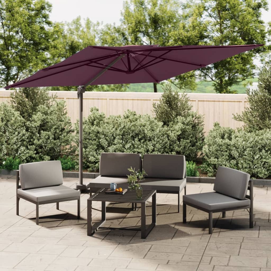 Vidaxl Parasol flotante con techo doble de 400x300 cm Borgoña rojo