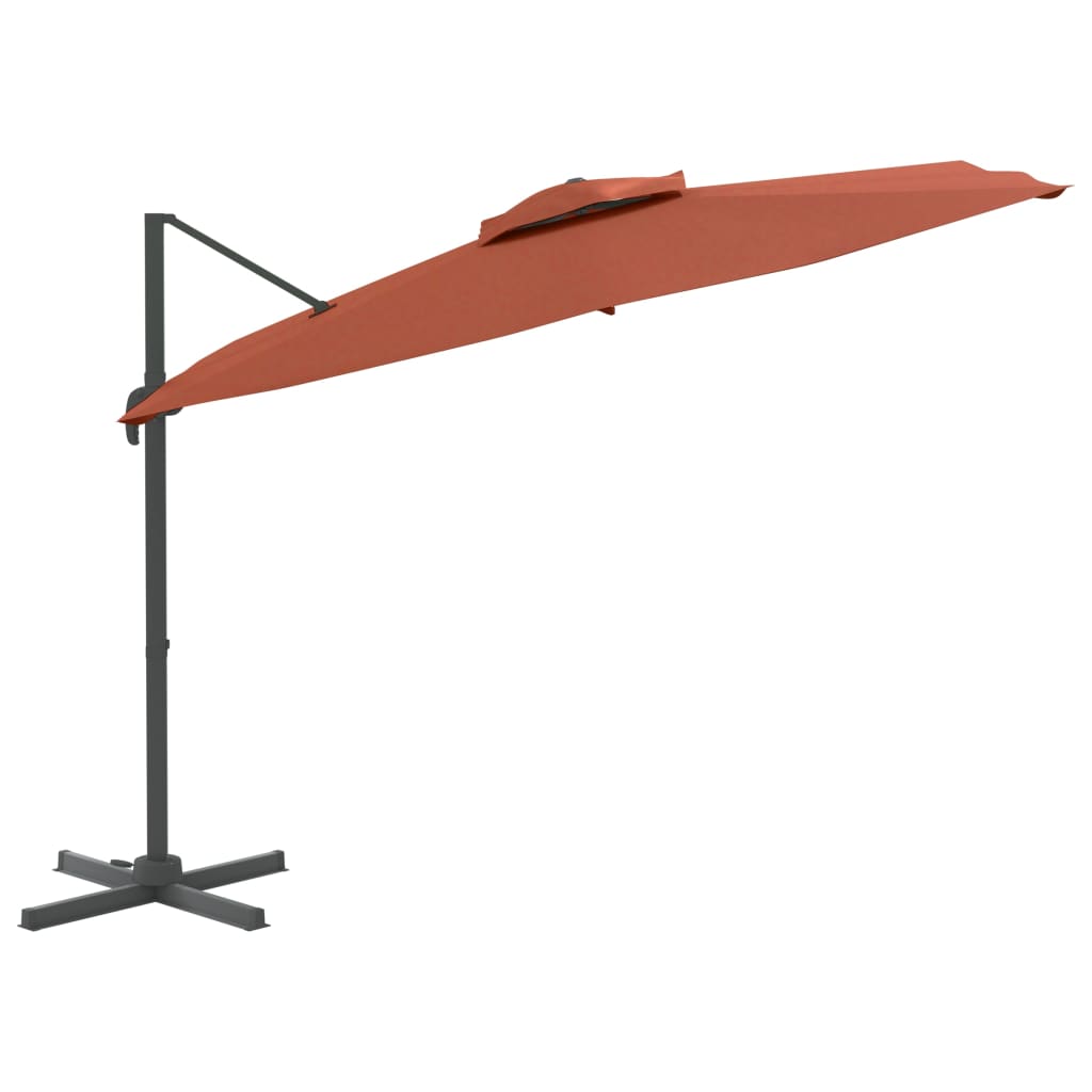 Vidaxl Floating Parasol s dvojitou střechou 400x300 cm terakot -rozložený