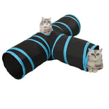 VidaXL Tunnel pour chat 3 voies 90 cm polyester noir et bleu