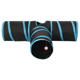 VidaXL Tunnel pour chat 3 voies 90 cm polyester noir et bleu