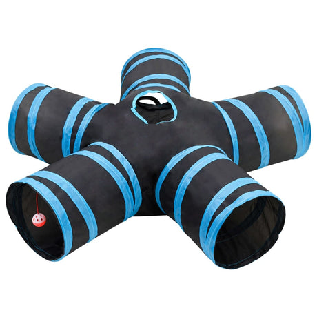 VidaXL Tunnel pour chat 5 plis 25 cm polyester noir et bleu