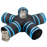 Vidaxl Cat Tunnel 5 volte da 25 cm Polyester Black and Blue