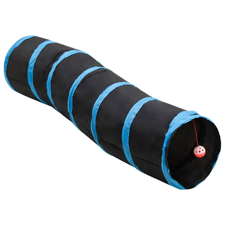 VidaXL Tunnel pour chat en forme de S 122 cm polyester noir et bleu