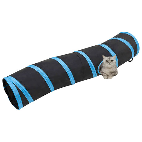 VidaXL Tunnel pour chat en forme de S 122 cm polyester noir et bleu