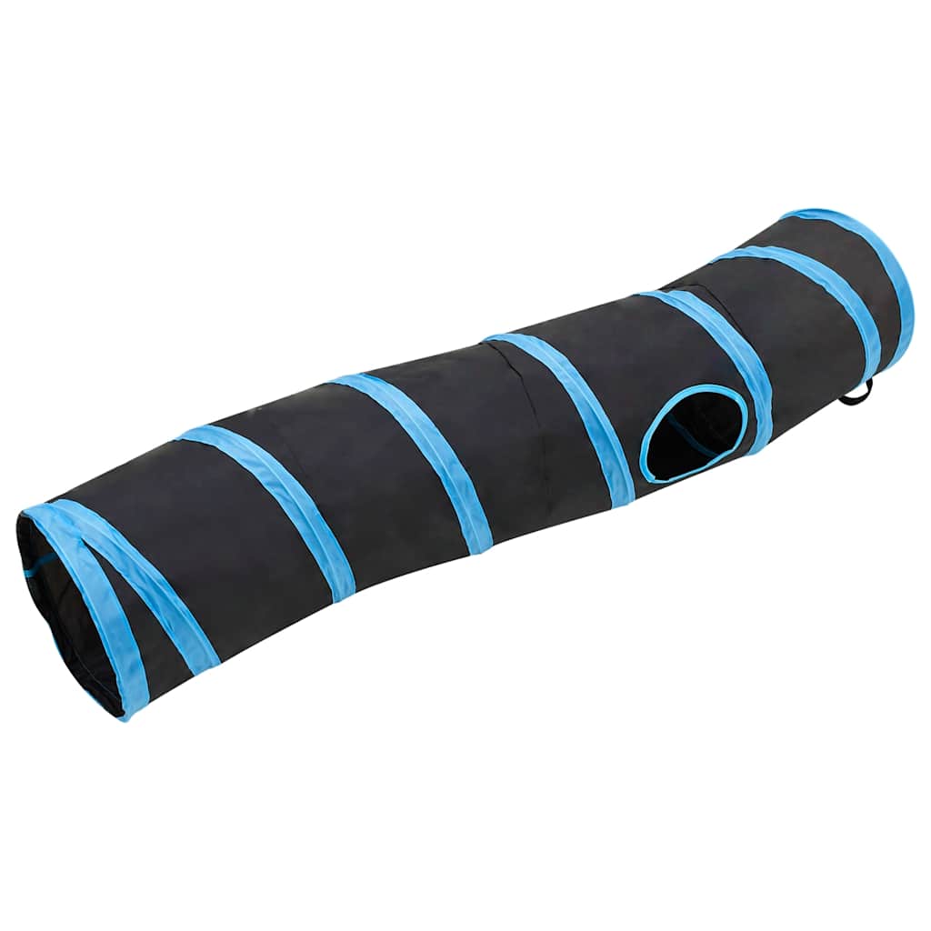 VidaXL Tunnel pour chat en forme de S 122 cm polyester noir et bleu