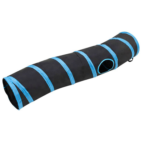 VidaXL Tunnel pour chat en forme de S 122 cm polyester noir et bleu