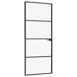 Vidaxl Porte intérieure 83x201,5 cm Verre durcie et aluminium Noir étroit