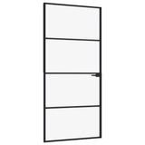 Vidaxx porte intérieure 93x201,5 cm verre trempé et aluminium étroit noir