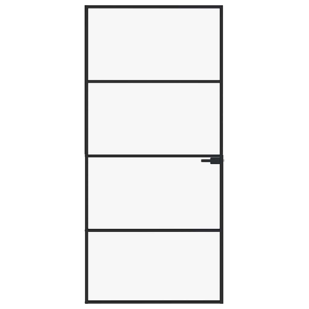 Vidaxx porte intérieure 93x201,5 cm verre trempé et aluminium étroit noir