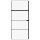 Vidaxx porte intérieure 93x201,5 cm verre trempé et aluminium étroit noir