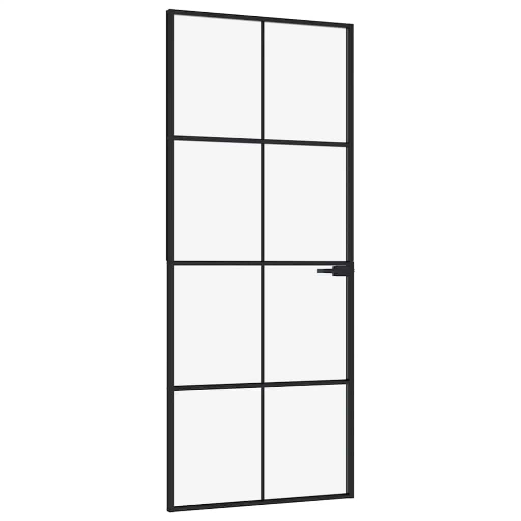 Vidaxx porte intérieure 83x201,5 cm verre trempé et aluminium étroit noir
