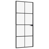 Vidaxx porte intérieure 83x201,5 cm verre trempé et aluminium étroit noir