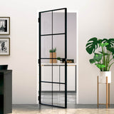 Vidaxx porte intérieure 83x201,5 cm verre trempé et aluminium étroit noir