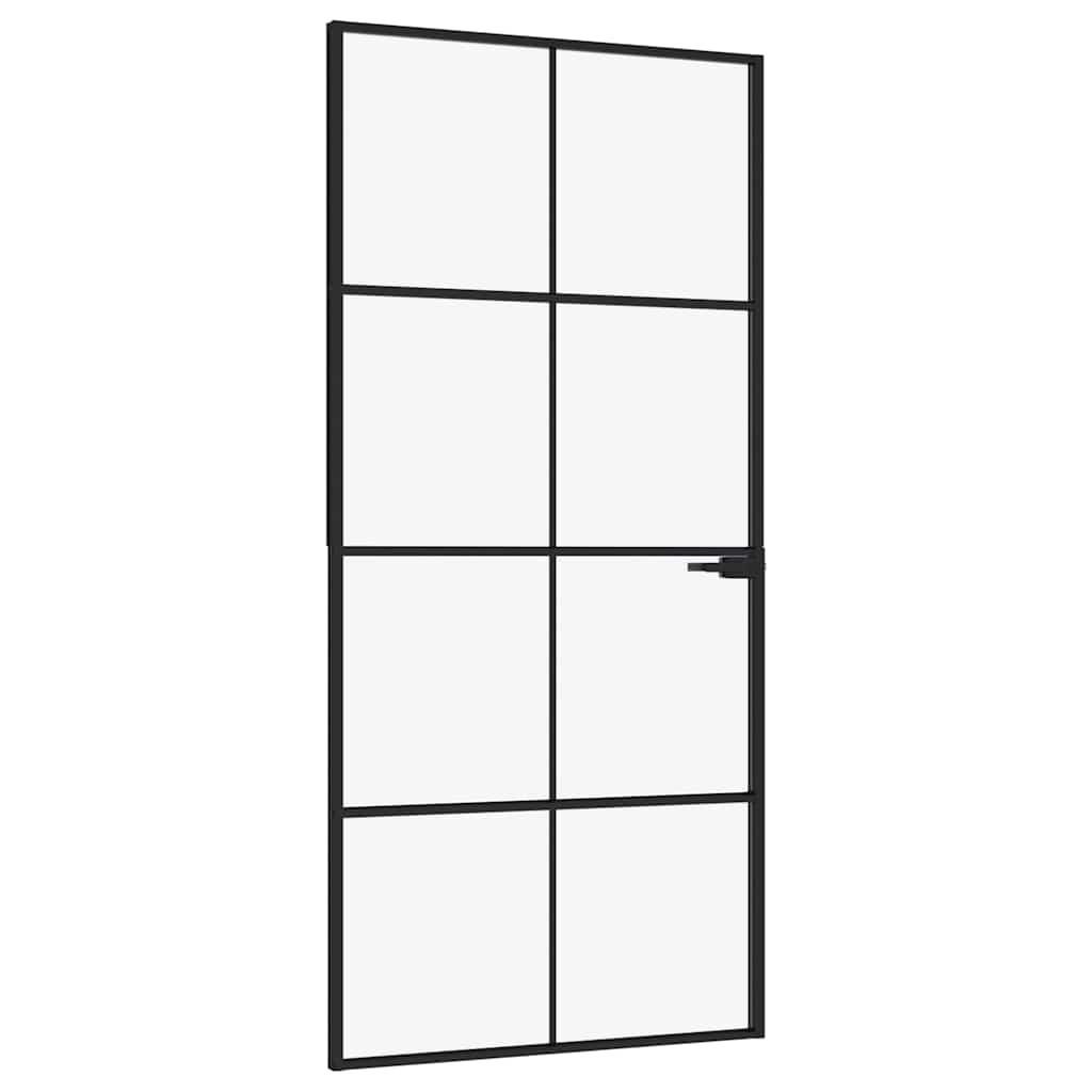 Vidaxx porte intérieure 93x201,5 cm verre trempé et aluminium étroit noir