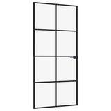 Vidaxx porte intérieure 93x201,5 cm verre trempé et aluminium étroit noir