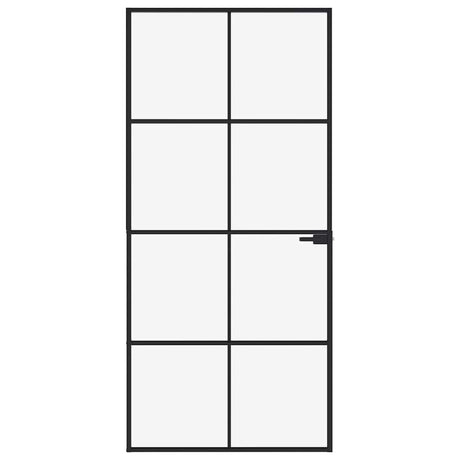 Vidaxx porte intérieure 93x201,5 cm verre trempé et aluminium étroit noir