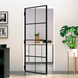 Vidaxx porte intérieure 93x201,5 cm verre trempé et aluminium étroit noir