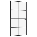 Vidaxl Innenür 102x201,5 cm gehärtetes Glas und Aluminium schmal schwarz