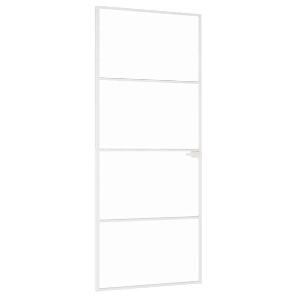 VidaXL Porte intérieure 83x201,5 cm verre trempé et aluminium étroit blanc