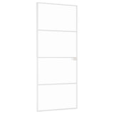 VidaXL Porte intérieure 83x201,5 cm verre trempé et aluminium étroit blanc