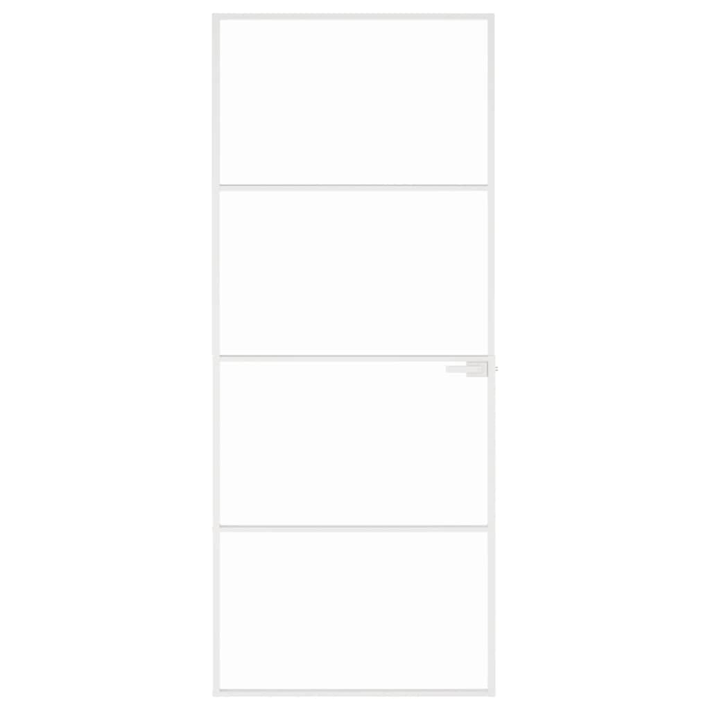 VidaXL Porte intérieure 83x201,5 cm verre trempé et aluminium étroit blanc