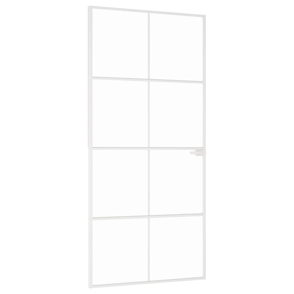 Vidaxx porte intérieure 93x201,5 cm verre trempé et aluminium étroit blanc