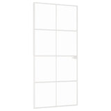 Vidaxl Porta interna 93x201,5 cm in vetro indurito e bianco alluminio stretto