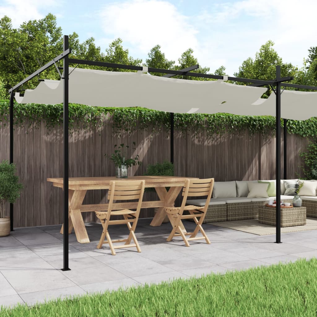 VidaXL Pergola avec toit rétractable 589x292x230 couleur crème