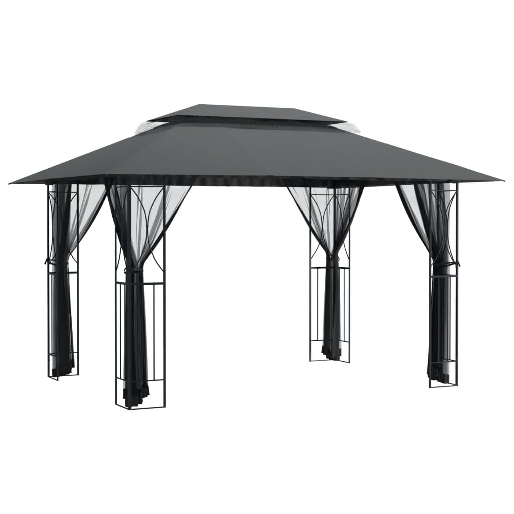 Gazebo Vidaxx avec parois latérales 400x300x270 cm acier anthracite