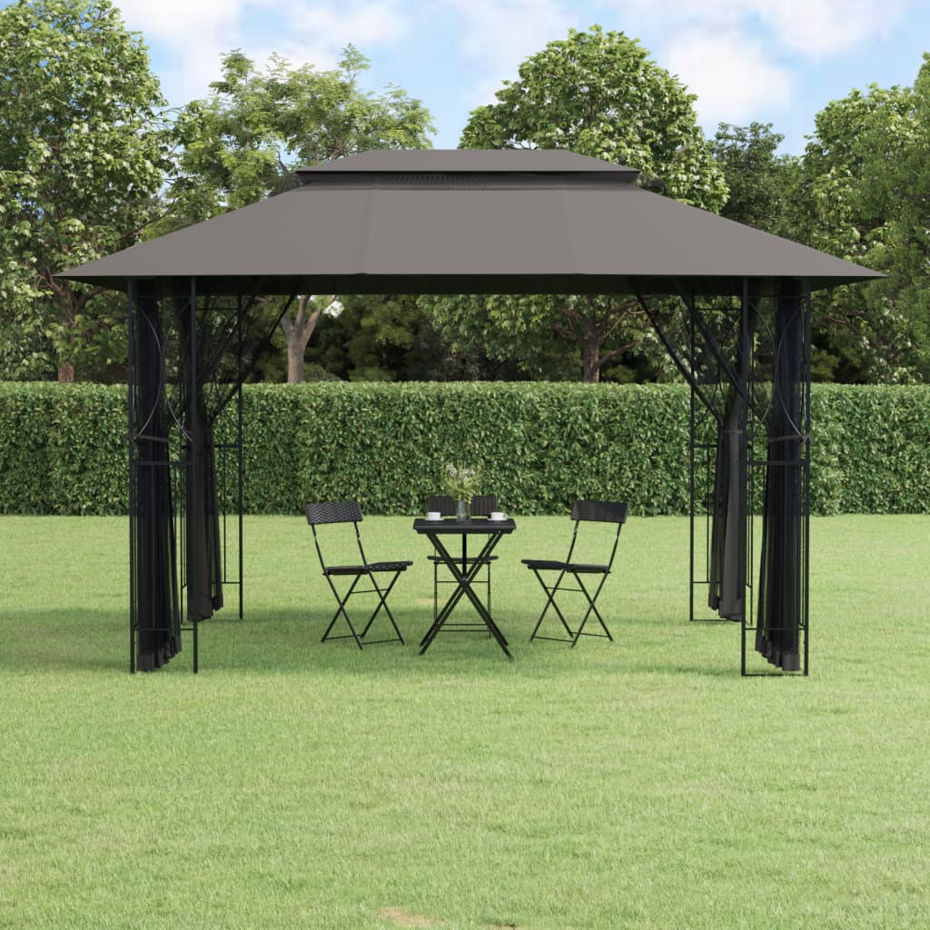 Gazebo Vidaxx avec parois latérales 400x300x270 cm acier anthracite