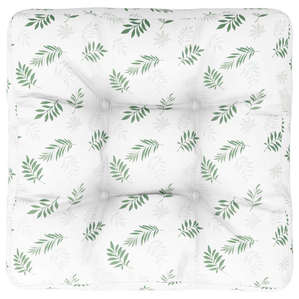 VidaXL coussin palette motif feuille 50x50x12 cm tissu