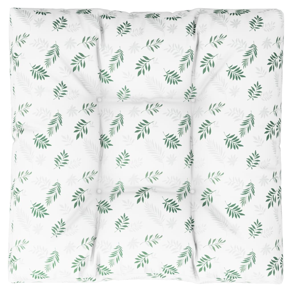 VidaXL coussin palette motif feuille 70x70x12 cm tissu