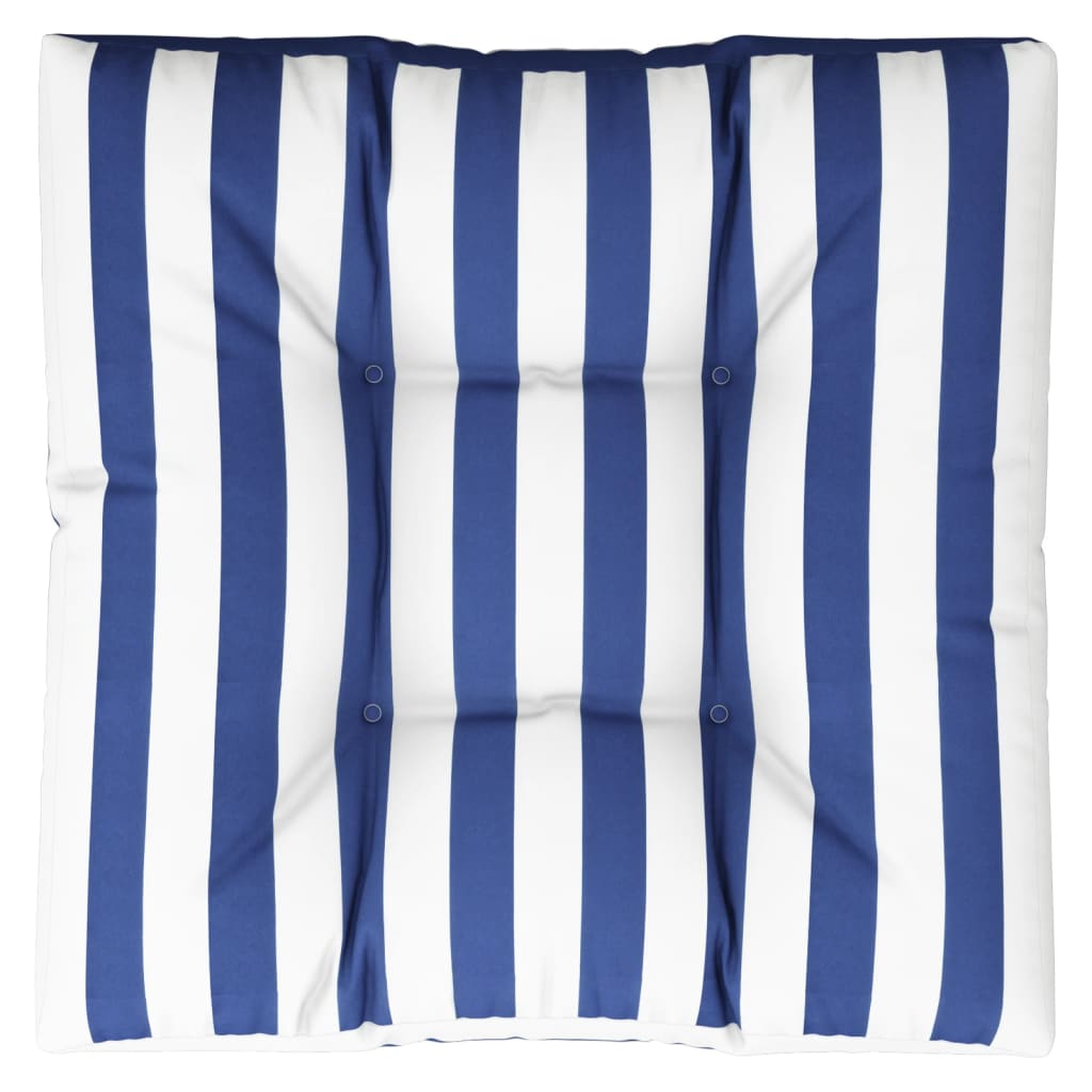 VidaXL Coussin palette rayé 80x80x12 cm tissu bleu et blanc
