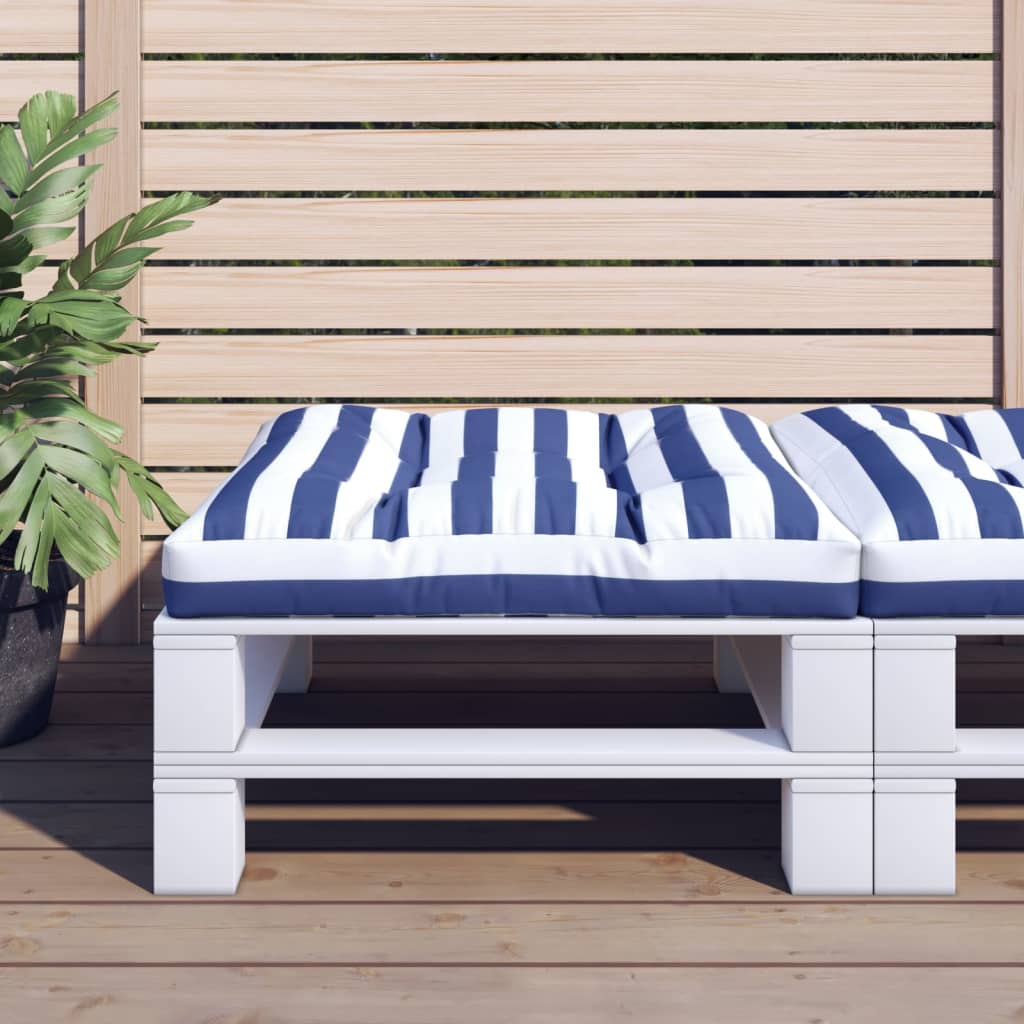 VidaXL Coussin palette rayé 80x80x12 cm tissu bleu et blanc