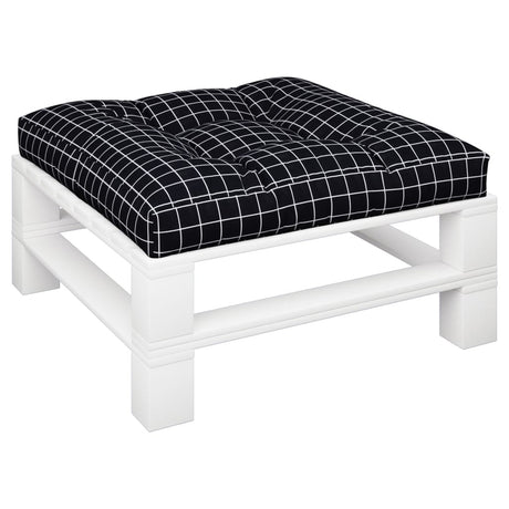 Vidaxl palletkussen ruitpatroon 80x80x12 cm stof zwart