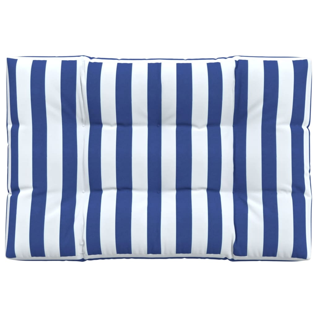 VidaXL coussin palette rayé 120x80x12 cm tissu bleu et blanc