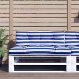 VidaXL coussin palette 120x40x12 cm tissu rayé bleu et blanc