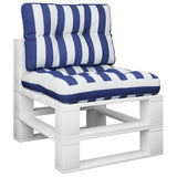 VidaXL coussins de palette 2 pcs tissu rayé blanc et bleu
