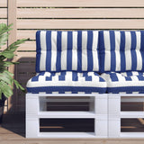 VidaXL coussins de palette 2 pcs tissu rayé blanc et bleu