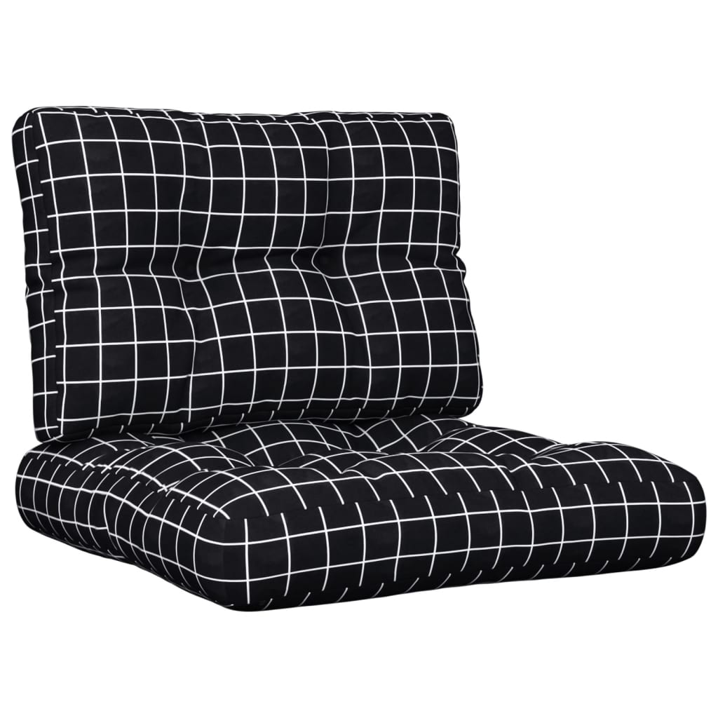 VidaXL coussins de palette 2 pcs tissu motif losange noir