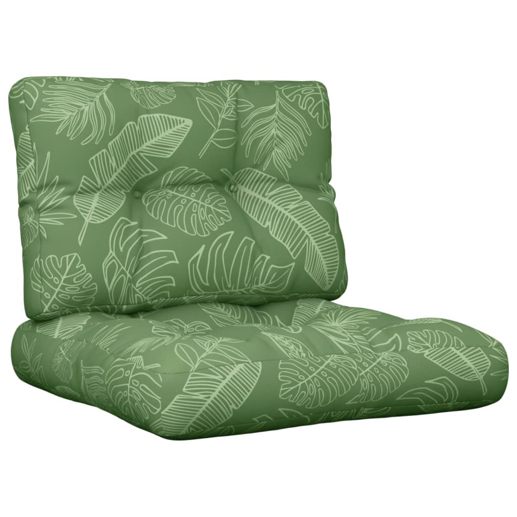 VidaXL coussins de palette 2 pcs tissu motif feuille