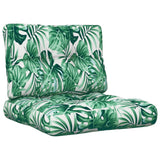 VidaXL coussins de palette 2 pcs tissu motif feuille