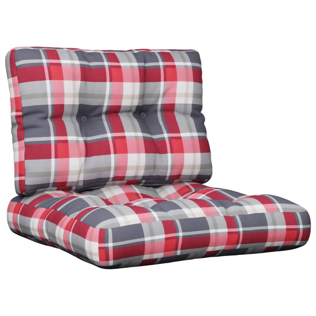 VidaXL coussins de palette 2 pcs tissu motif losange rouge